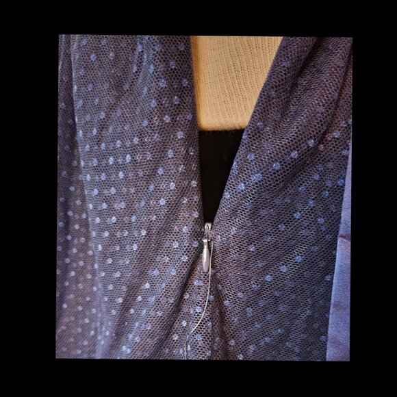 Lulu's Adorable Event Navy Blue Mesh One-Shoulder Swiss Dot Mini Dress - Picture 13 of 15